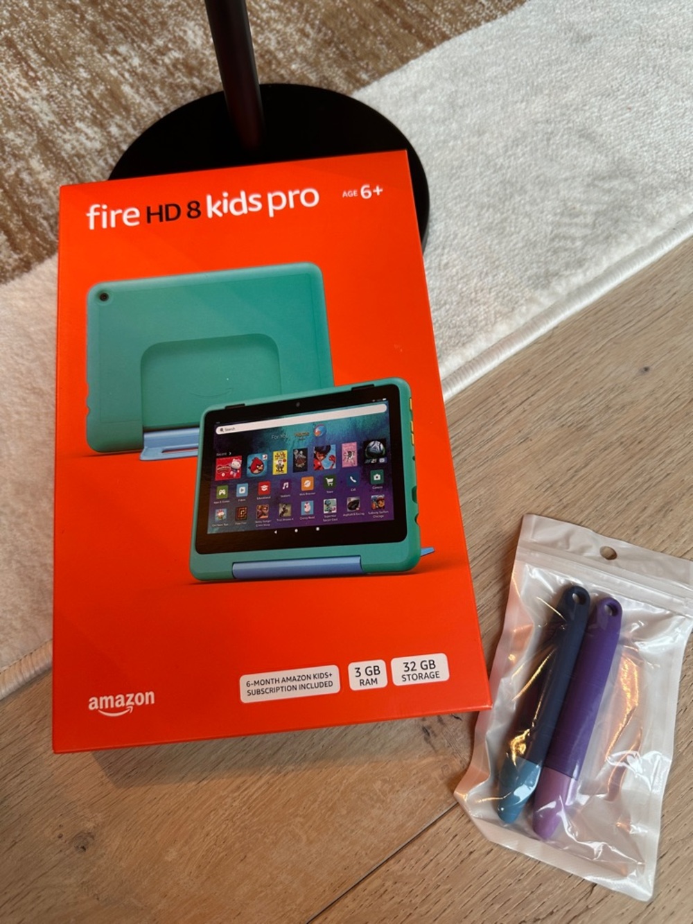 Amazon Fire HD 8 Kids Pro Tablet Teal with Purple & Blue Styluses